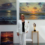The author's oil painting "Free-falling particles"
